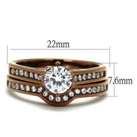 Thumbnail for IP Coffee Light Stainless Steel Ring With AAA Grade CZ in Clear -