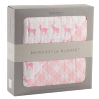 Thumbnail for Pink Deer and Primrose Pink Plaid Cotton Muslin Newcastle Blanket -