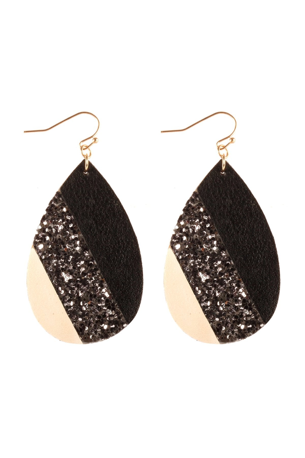 Riah Fashion - Mosaic Sequin Leather Teardrop Earrings - 5 COLORS -