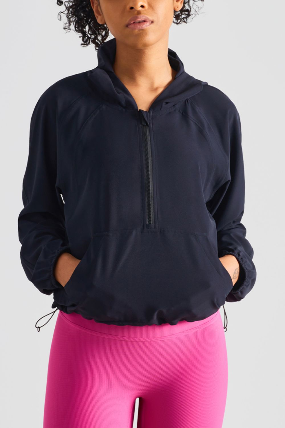 Half-Zip Hooded Sports Top - T - 4 COLORS -