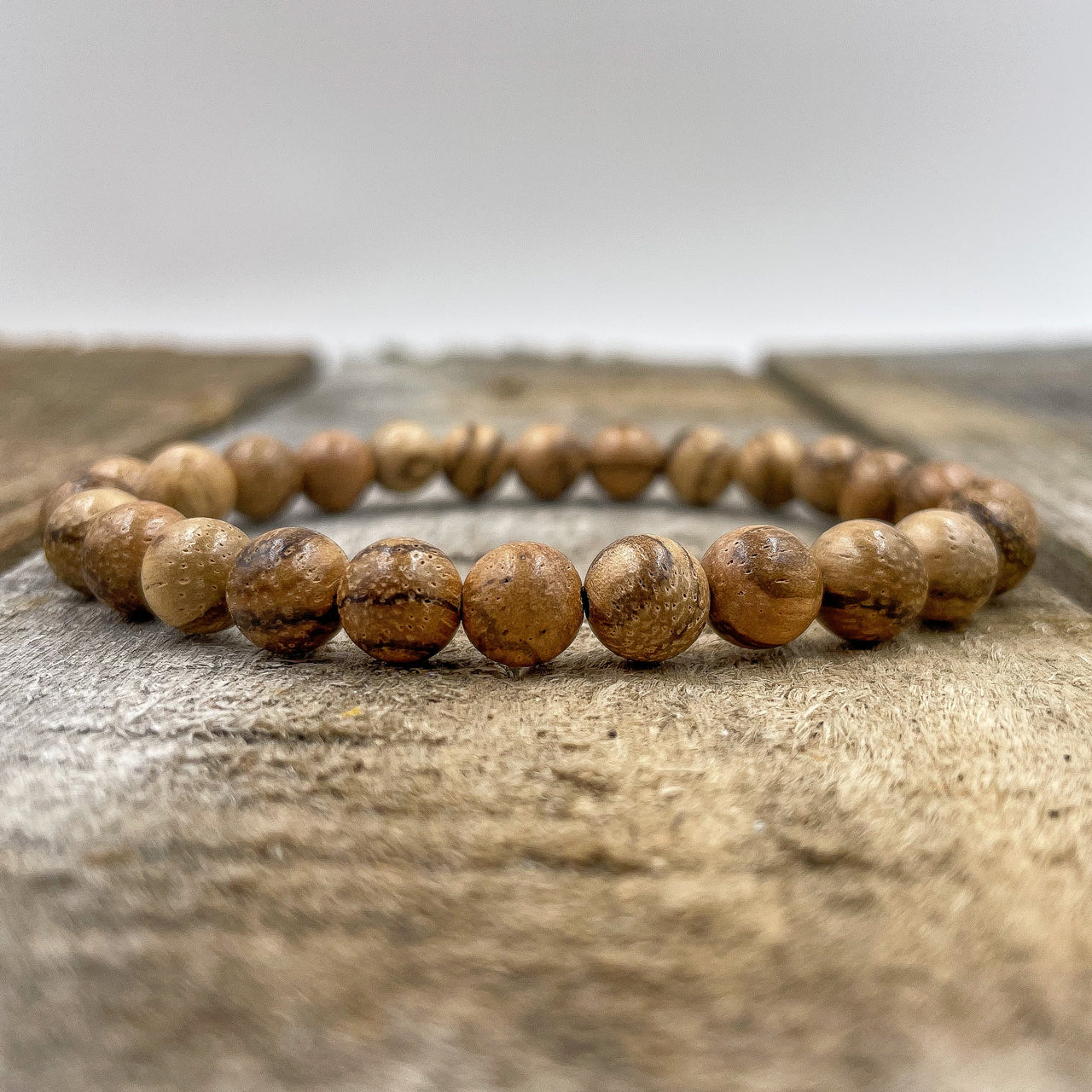 Union - Light Brown Sandalwood Mala Beaded Bracelet -