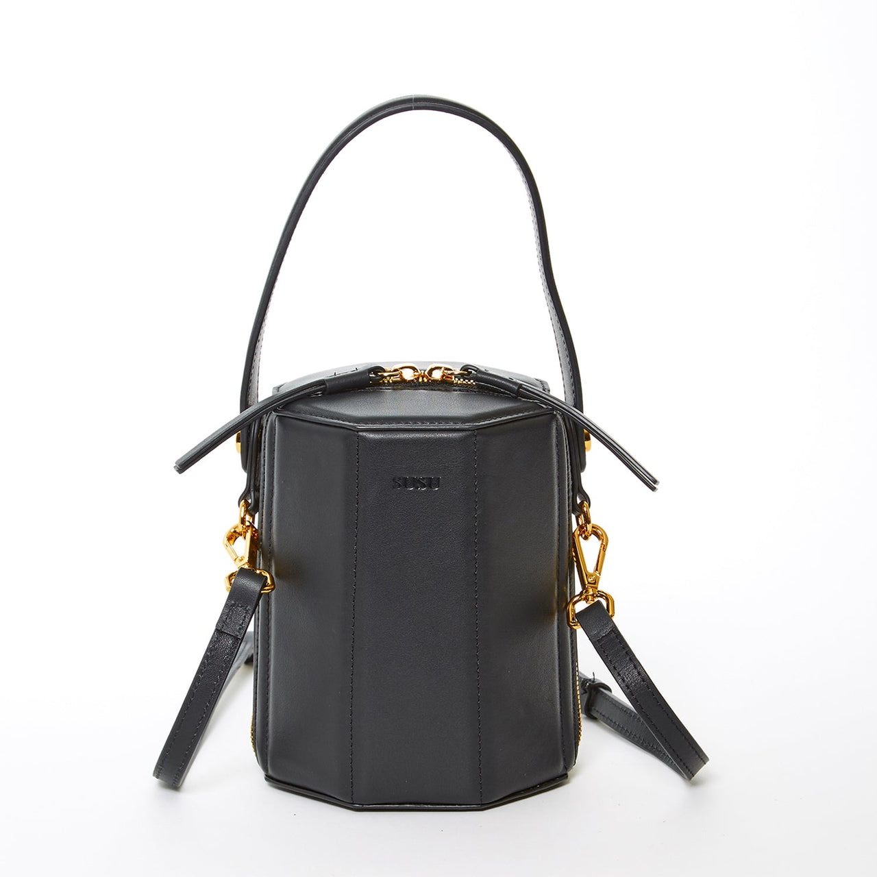 Harper Black Leather Bucket Bag -