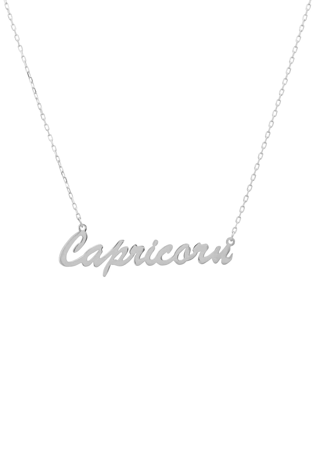 Zodiac Star Sign Name Necklace Silver Capricorn -