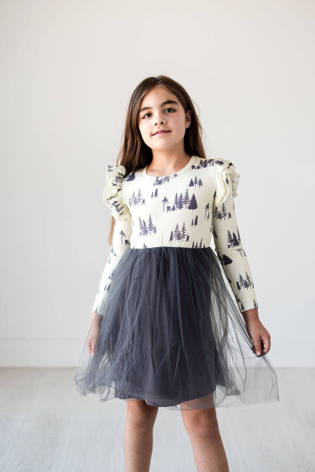 Eclipse Kids - Long Sleeve Tulle Dress - Sasquatch - SIZES 2T THRU 11/12 -