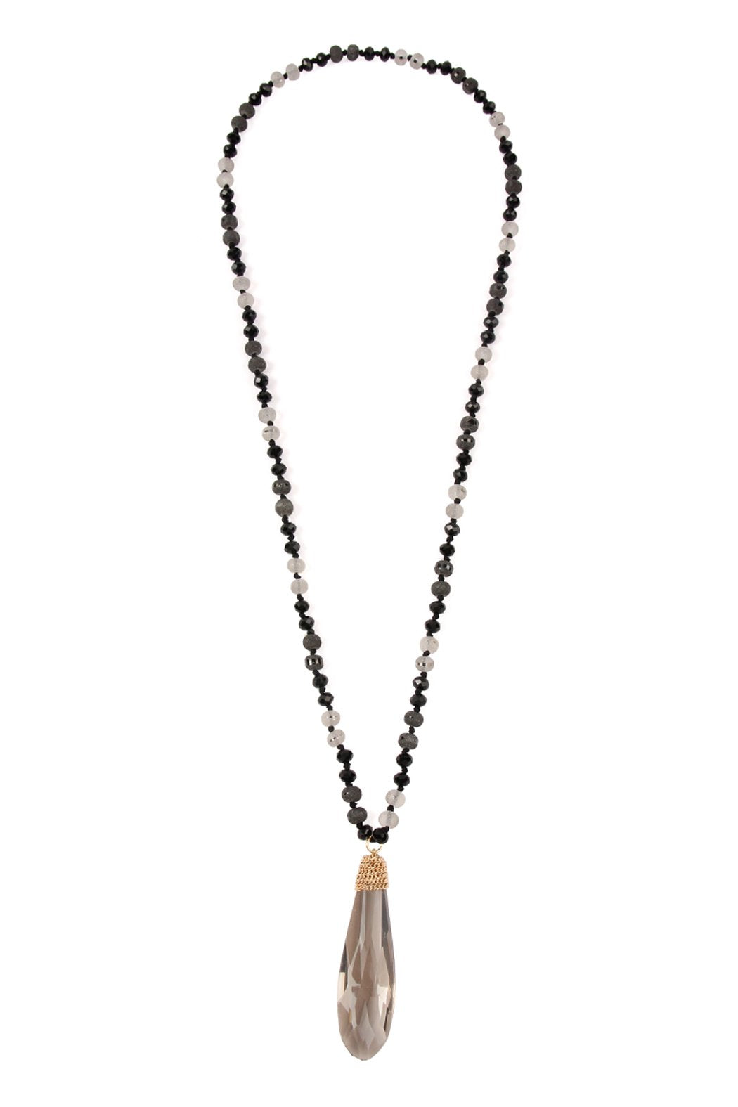 Riah Fashion - Teardrop Glass Rondelle Bead Necklace - 5 COLORS