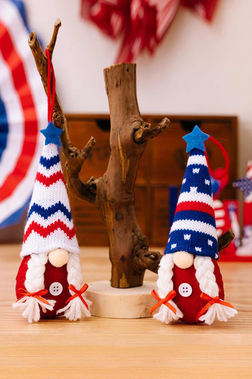 Set of 4 Independence Day Knit Hanging Ornament Gnomes - 7.5" - 4 PCS - 4 TYPES / SET - [5-10 DAY DELIVERY] - T -