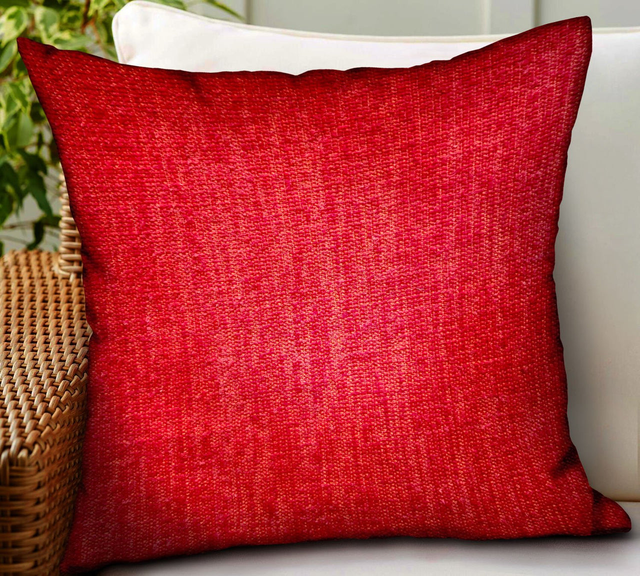 Scarlet Zest Red Solid Luxury Outdoor/Indoor Throw Pillow - 6 SIZES -