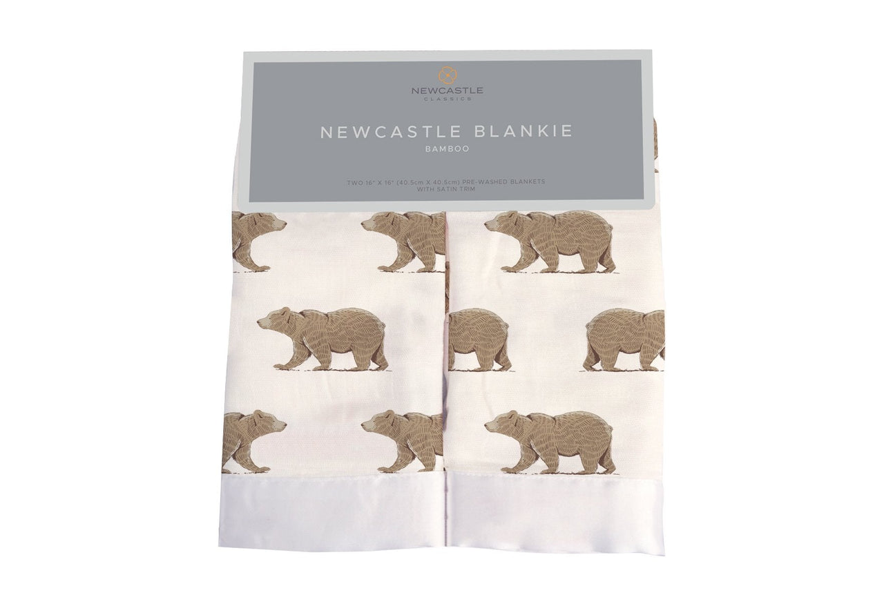 Newcastle - Goodnight Bear Bamboo Muslin Security Baby Blankie -