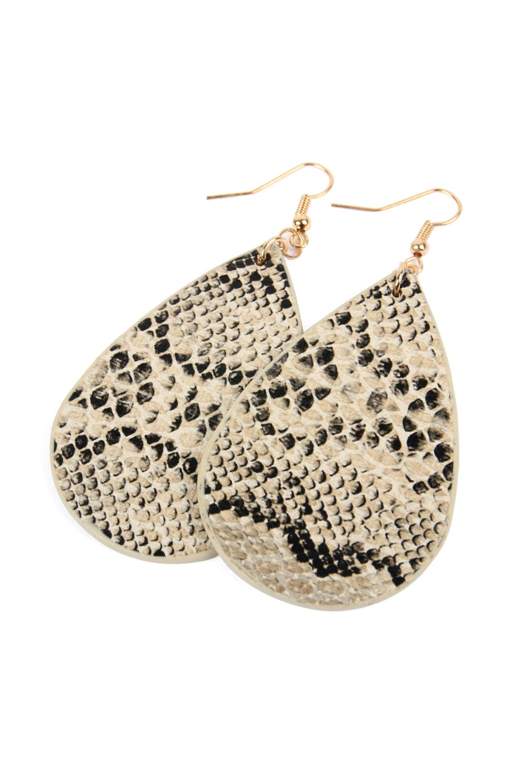 Riah Fashion - Faux Snake Skin Teardrop Leather Earrings - 4 COLORS -