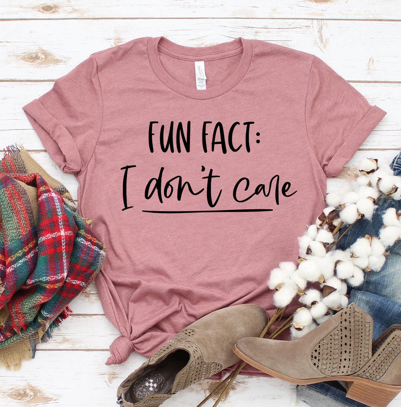 Fun Fact I Don't Care T-Shirt - 12 COLORS -