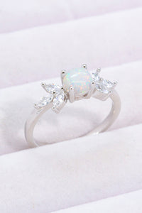 Thumbnail for 925 Sterling Silver Opal and Zircon Ring - T - SIZES 5 THRU 10 - 1 COLOR -