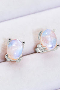 Thumbnail for Natural Moonstone 4-Prong Stud Earrings - T - 2 FINISHES -