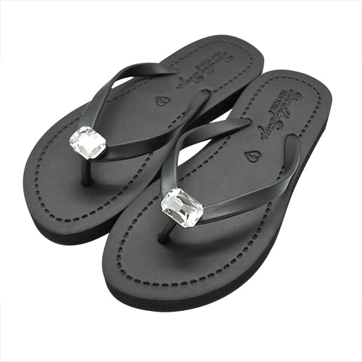 SAND BY SAYA N.Y. - Rectangle Studs - Crystal Flat Flip Flops Sandal - 4 COLORS -