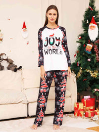 Thumbnail for WOMEN Full Size JOY TO THE WORLD Graphic Two-Piece Set - T -