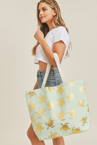 Thumbnail for Riah Fashion - Gold Foil Turtle Tote Bag - 8 COLORS -