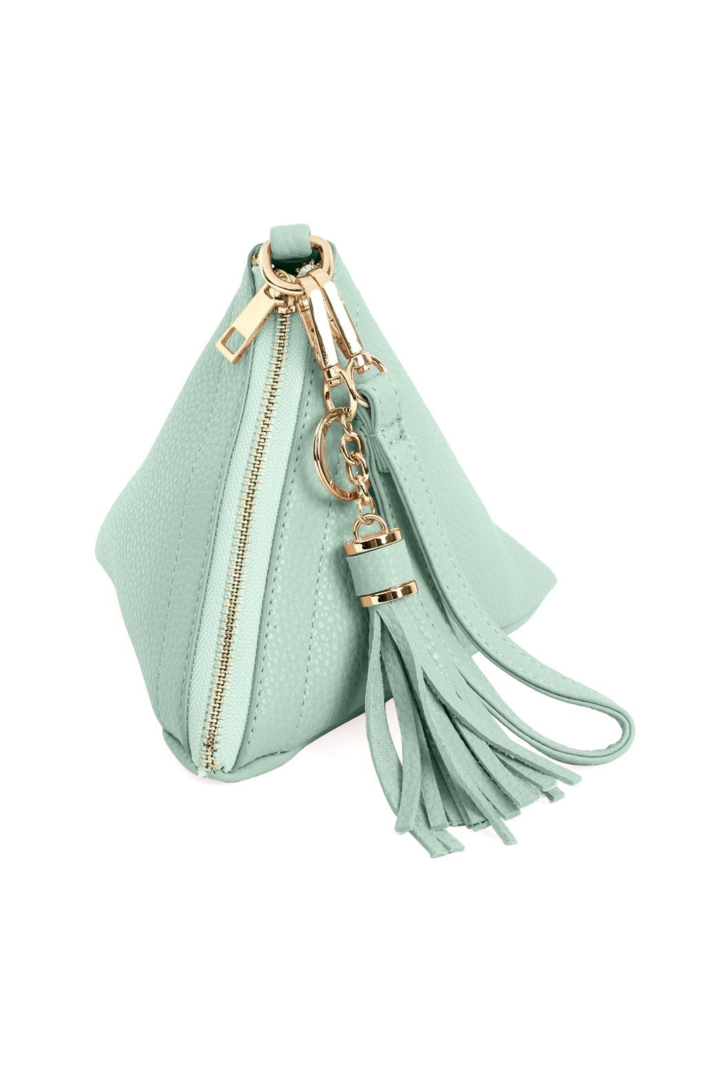 Riah Fashion - Pyramid Shape Tassel Wristlet Leather Bag - 15 COLORS -