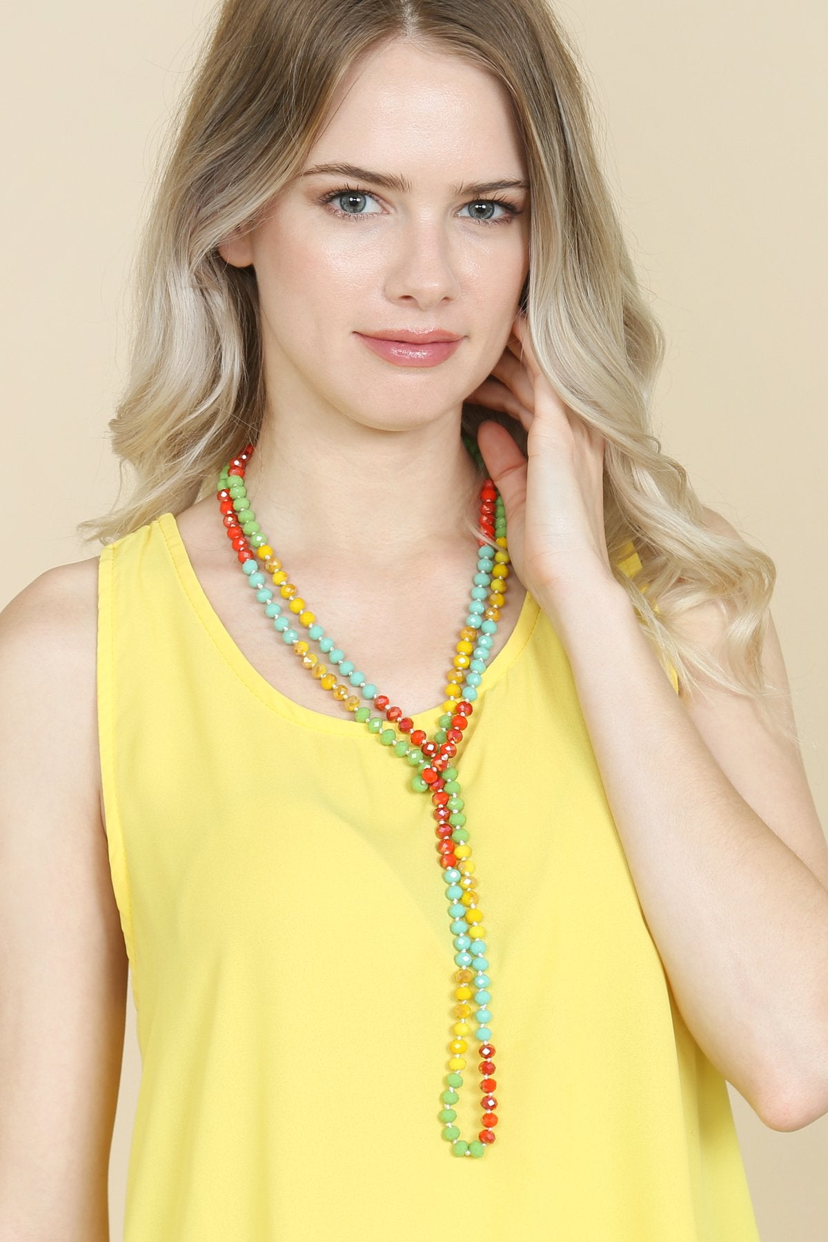 Riah Fashion - Multi Tone Glass Beads Necklace - 14 COLORS -