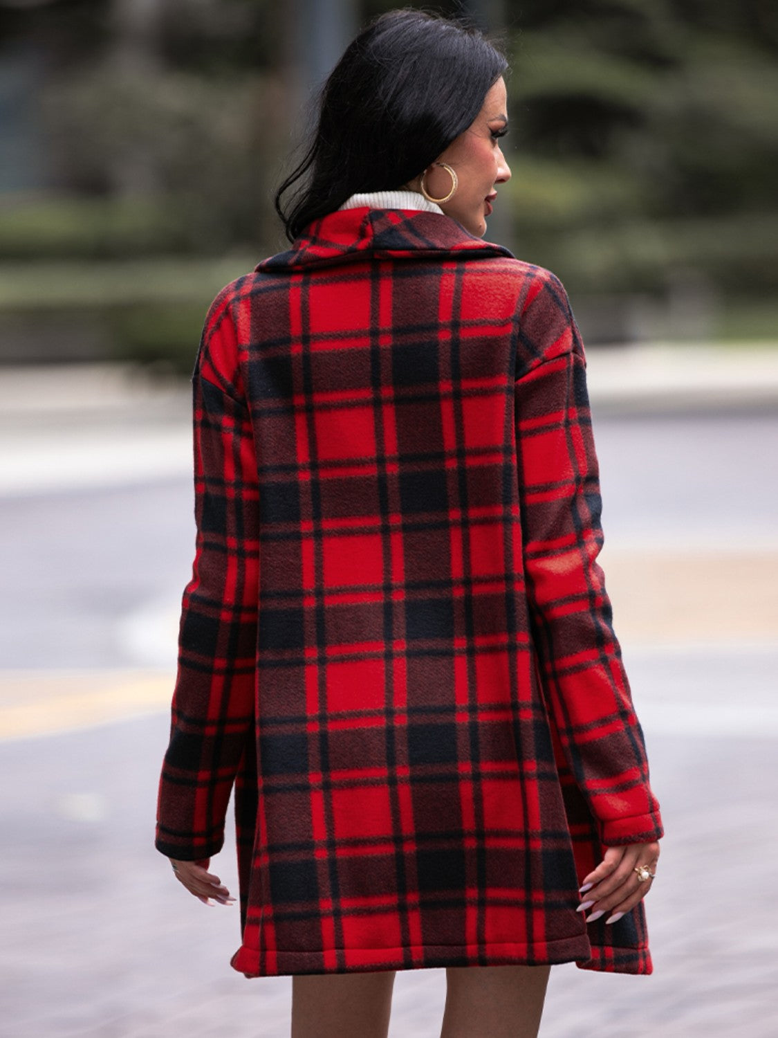 Plaid Shawl Collar Jacket with Pockets - t - 3 colors -