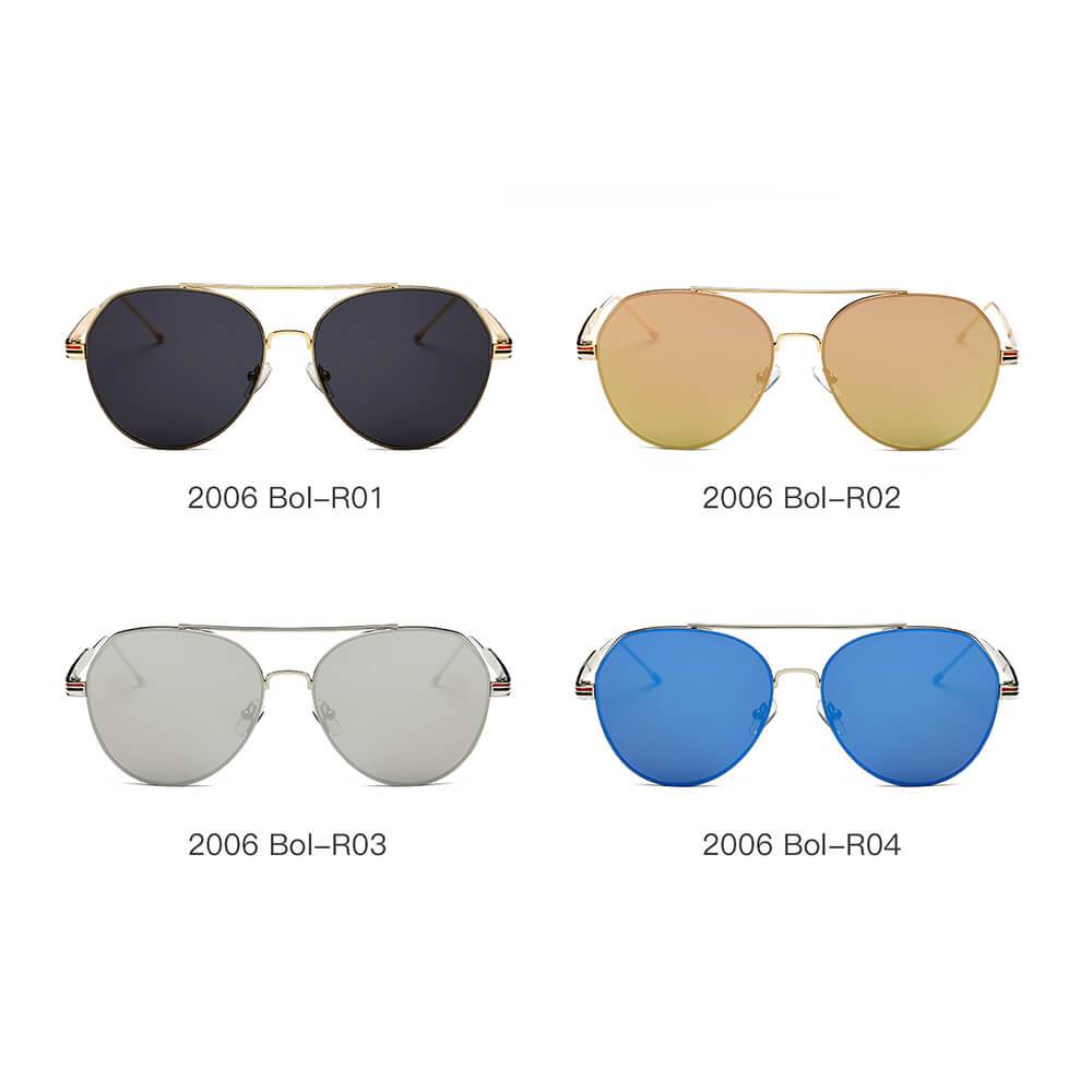 Erie | S2006 - Modern Teardrop Aviator Flat Mirrored Flat Lens Sunglasses - 4 COLORS -