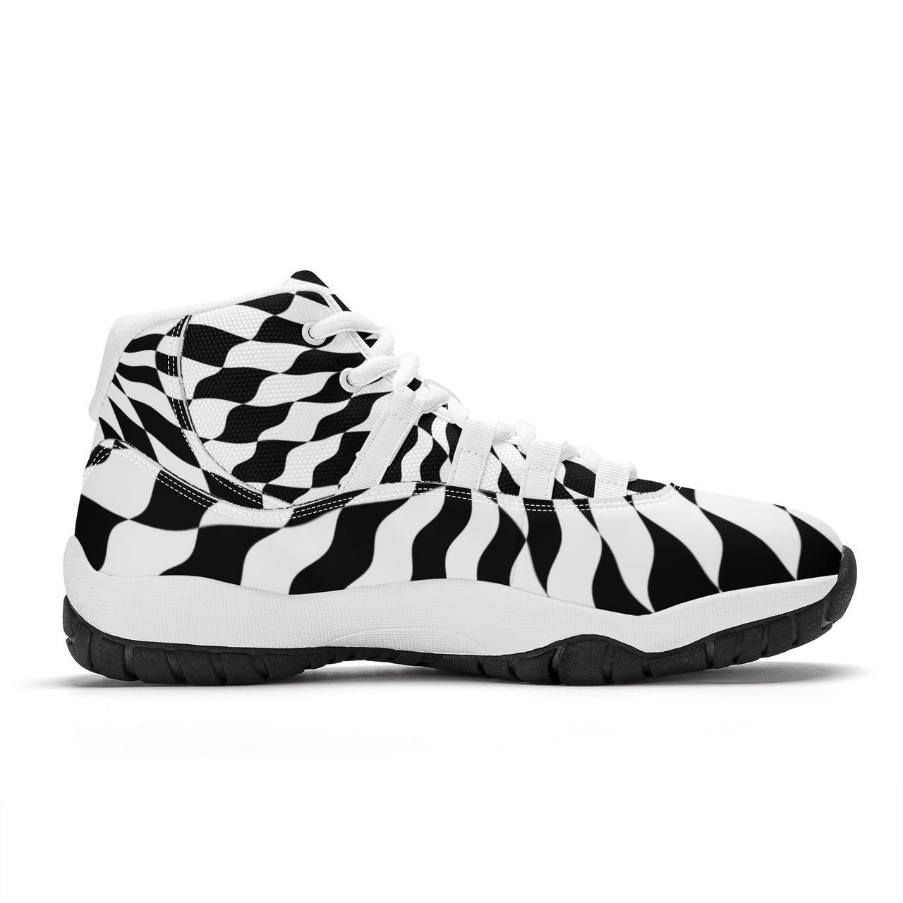 OOTO - CHECKERED PAST - SF_S38 High Top Air Retro Sneakers - White soles - 1 COLOR -