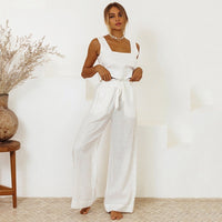 Thumbnail for New Ladies Vest Sleeveless Trousers Loose Suit Fashion Set - 2 PCS. - K - 3 COLORS -