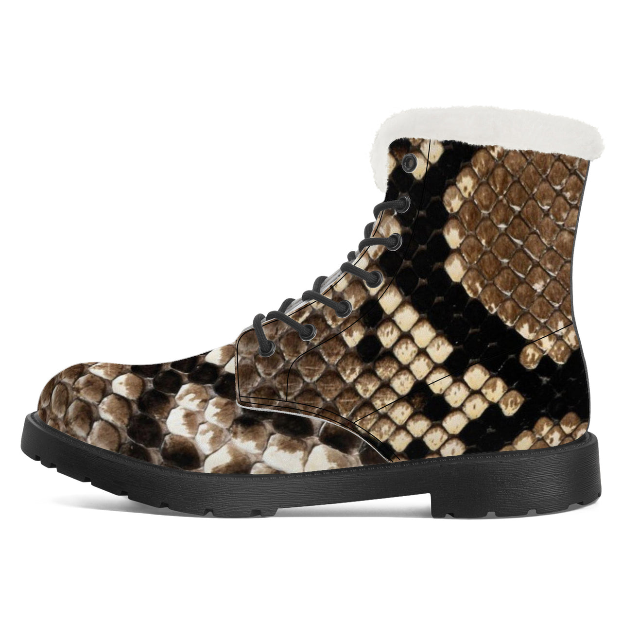 OOTO - SNAKE SKIN (PRINT) - SF_D86 Faux Fur Synthetic Leather Boots -