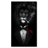 Thumbnail for Gentry Black Lion Smoking a Cigar Canvas Paintings Wall Art- Lions in a Suit Canvas Art Posters  - [7-12 DAY DELIVERY] - 6 SIZES - 3 LIONS