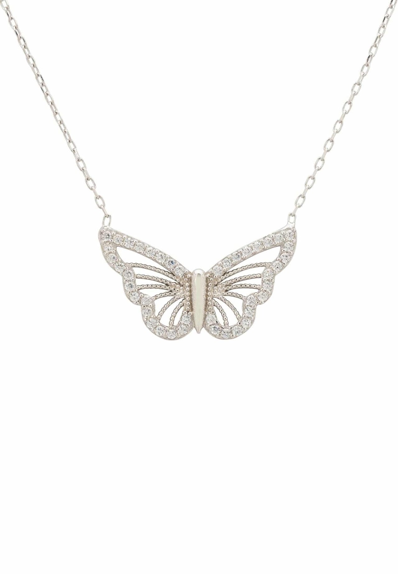 LATELITA - Filigree Butterfly Necklace Silver -