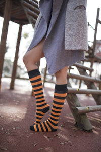 Thumbnail for Women's Ginger Stripe Knee High Socks - 1 COLOR -