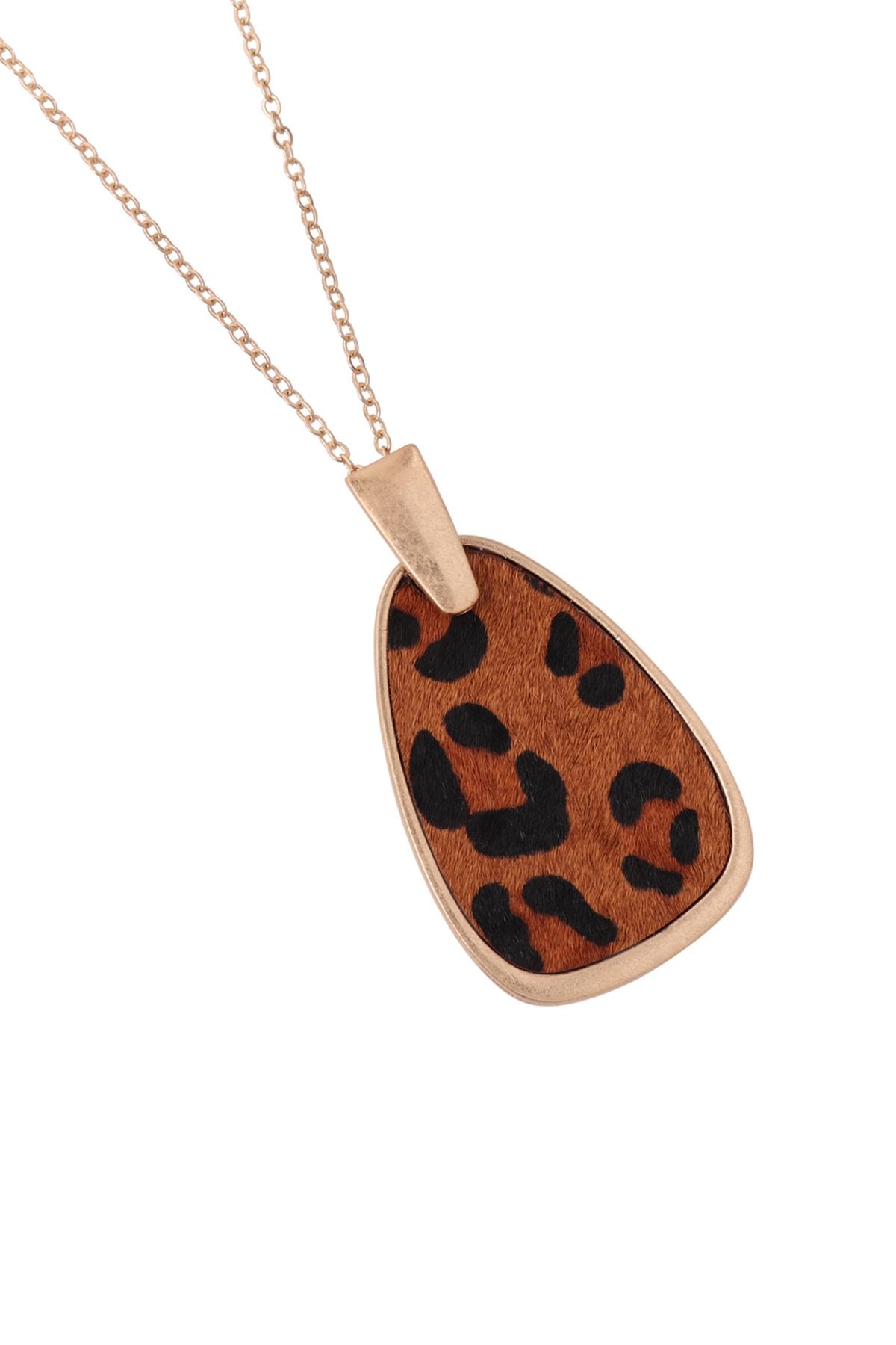 Geometric Shape W/ Real Calf Hair Pendant Necklace - 6 ANIMAL COLORS -