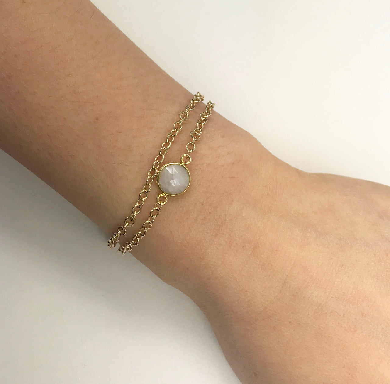 Gena Myint - Moonstone Vermeil Double Chain Bracelet -