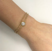 Thumbnail for Gena Myint - Moonstone Vermeil Double Chain Bracelet -