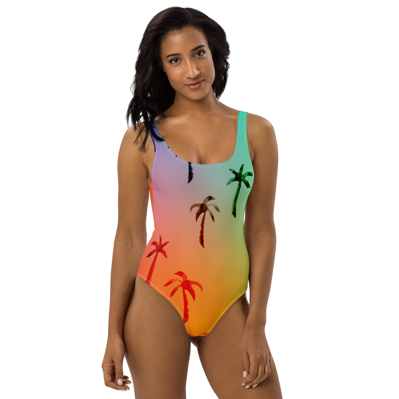 FYC - Find Your Coast Swimwear One-Piece Rainbow Palm Swimsuit - 1 COLOR -