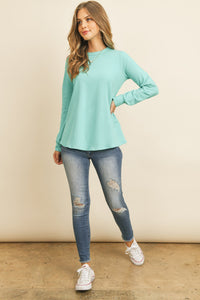 Thumbnail for Riah Fashion - Long Sleeve Round Neck Solid Top - 18 COLORS -