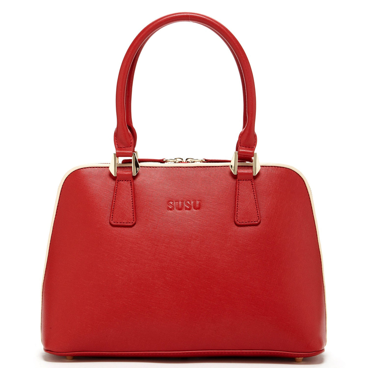 Melissa Red Saffiano Leather Satchel Bag -