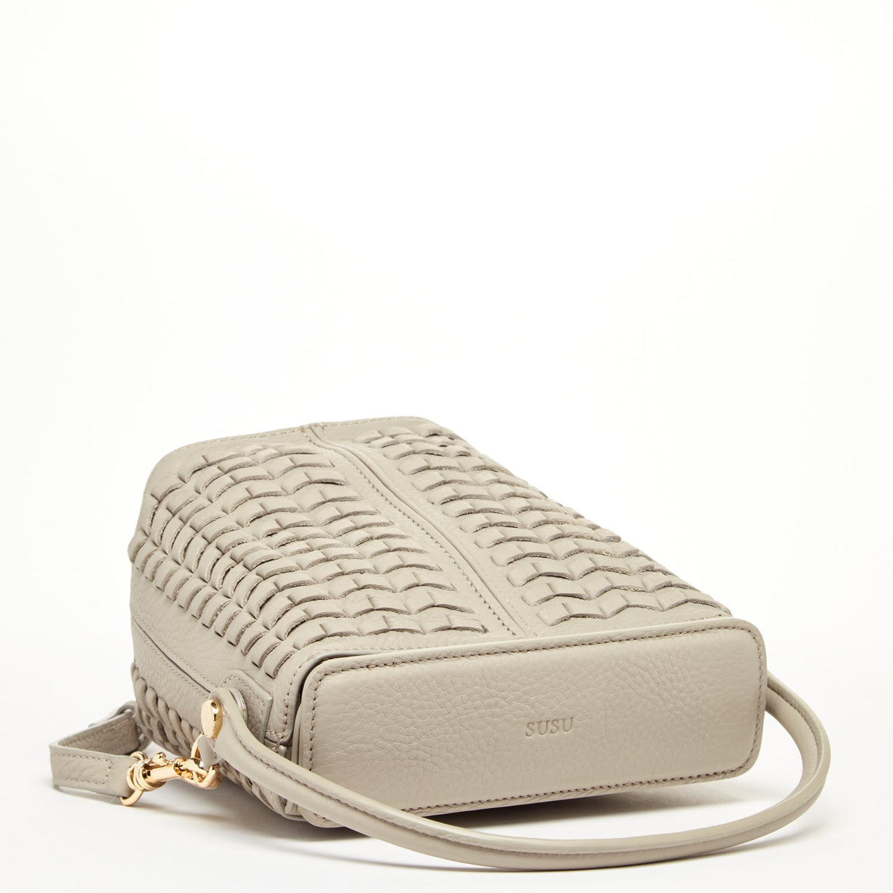 Anna Woven Leather Bag Grayish Beige -