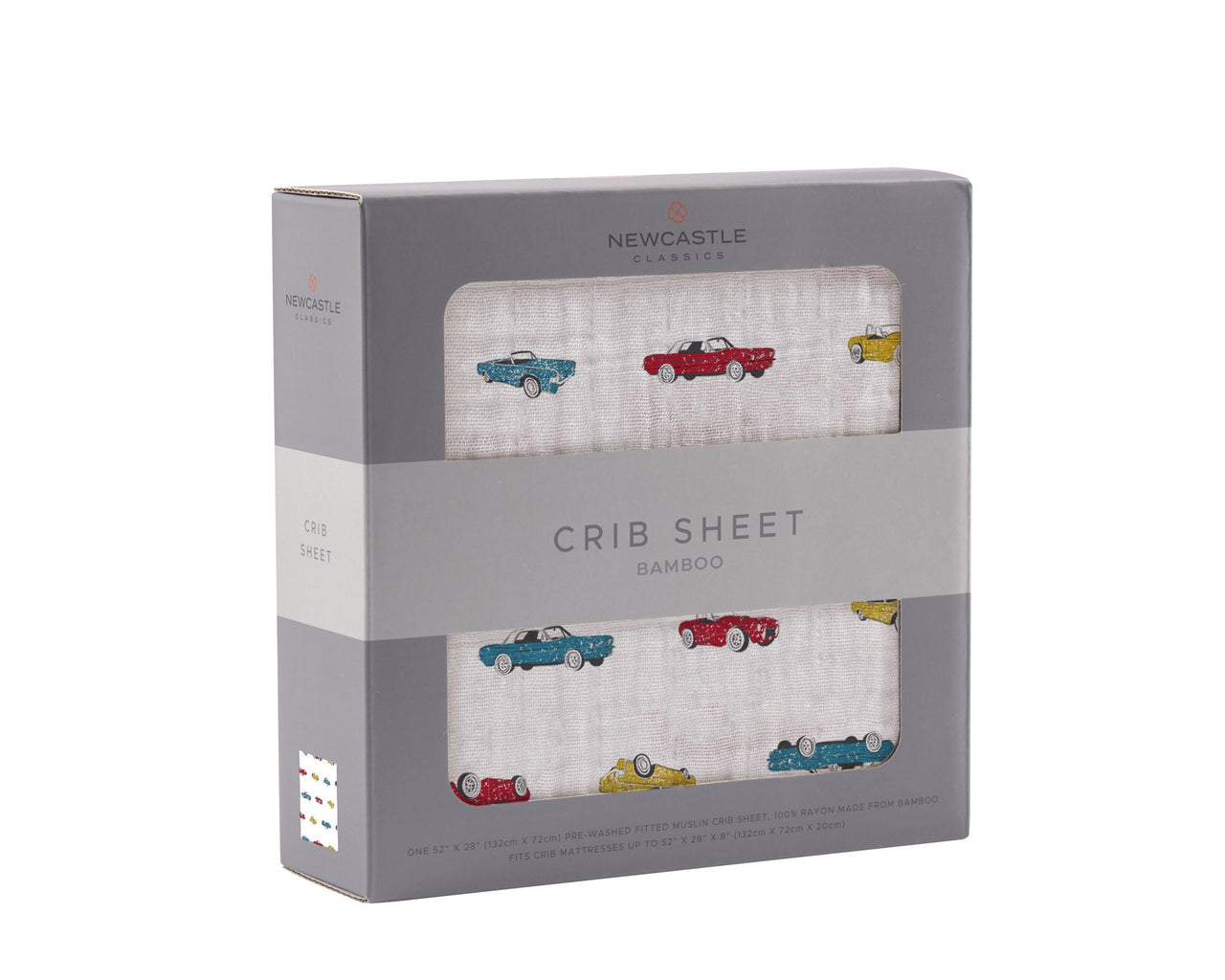 Newcastle - Vintage Muscle Cars Bamboo Muslin Crib Sheet -