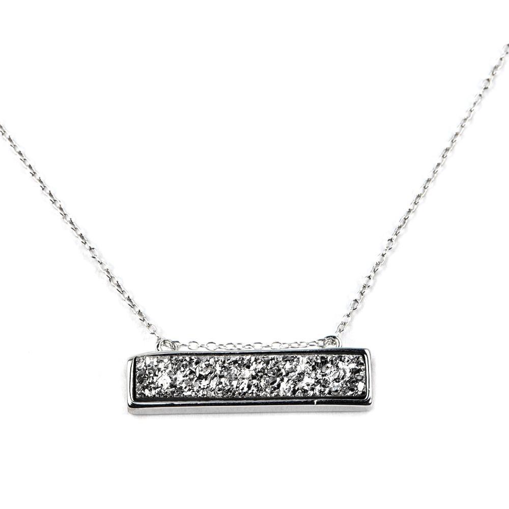 Christy Jean - Bethany Druzy Bar Necklace in Silver -