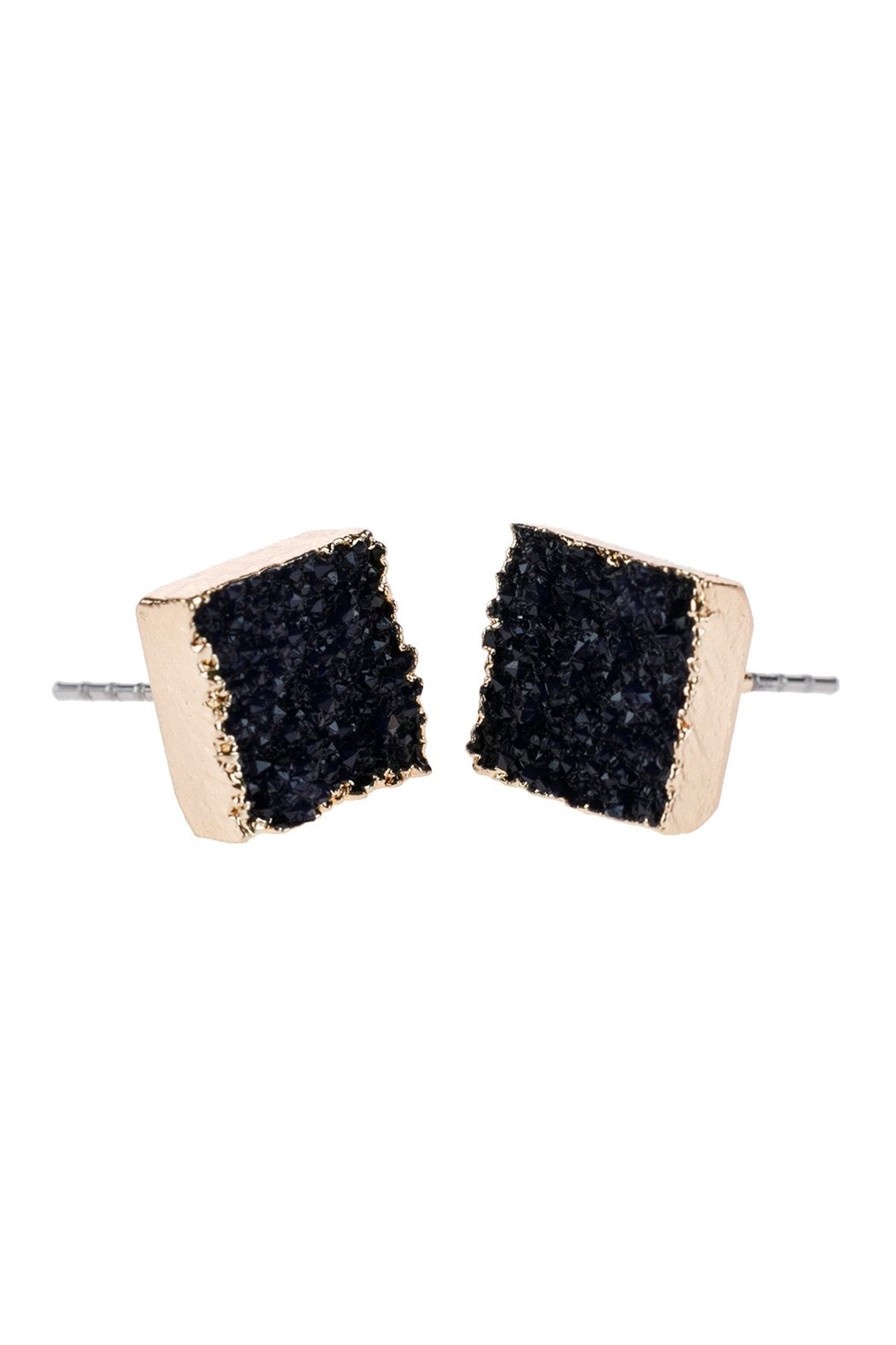 Square Druzy Stone Stud Earrings - 12 COLORS -