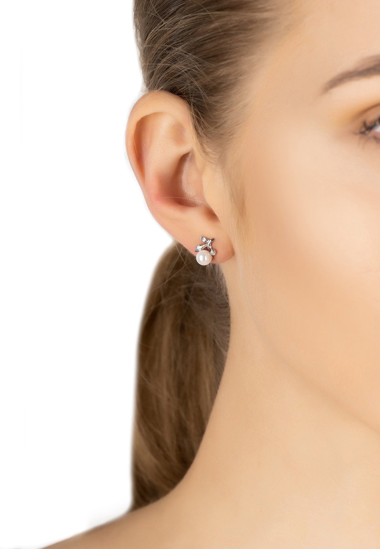 LATELITA - Rosebud Pearl Stud Earring Silver -