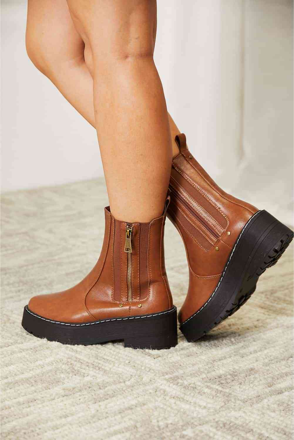 Forever Link Side Zip Platform Boots - T - 1 COLOR -