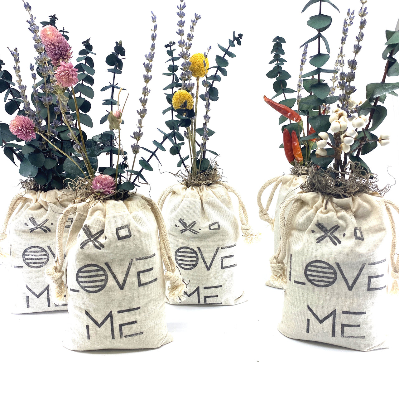 Sunsum - Sack of Flowers, Love Me, Organic, Dried Flower Bouquet - 5 STYLES - 5 PLANTS -