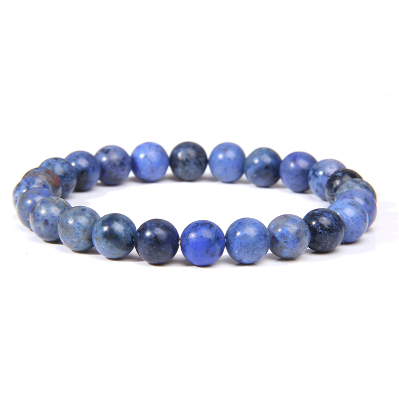 Natural Healing Energy Labradorite Bracelet Polished 8 Mm Lapis Lazuli Beads Bangle Elastic Pulsera Jewelry - 37 COLORS -