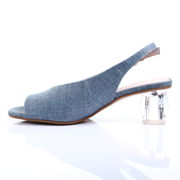 Crystal Clear Heel Open Toe Pumps (Light Blue)