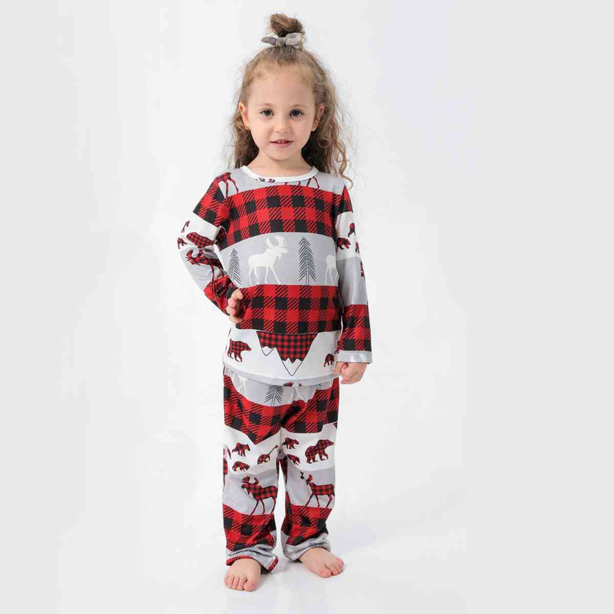 KIDS Reindeer & Plaid Top and Pants Set - T -