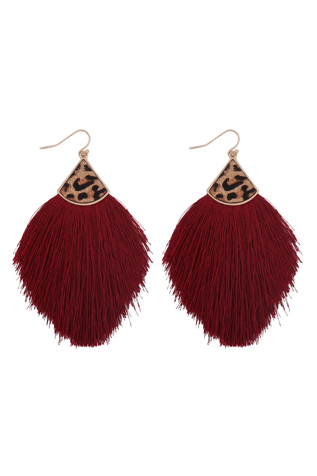 Leopard Real Leather Tassel Hook Earrings - 9 COLORS -