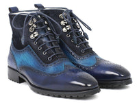 Thumbnail for Paul Parkman - Wingtip Boots Blue Suede & Leather -