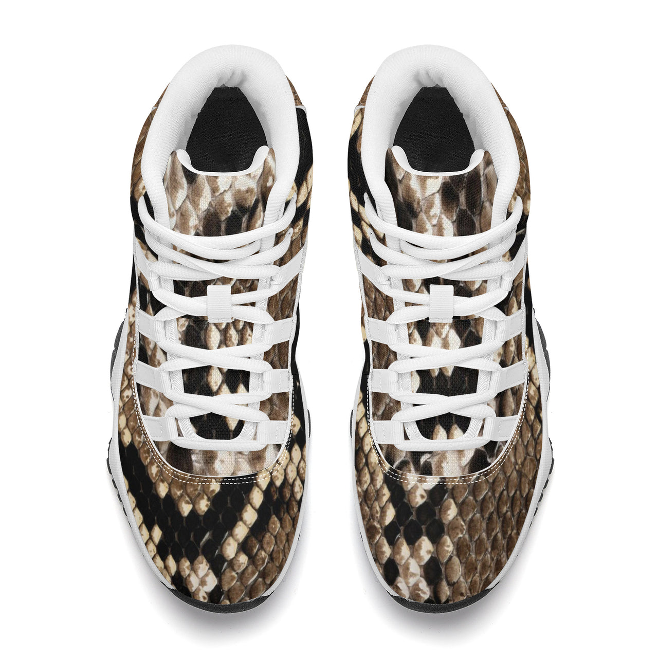 OOTO - SNAKE SKIN (print) High Top Air Retro Sneakers - White soles - 1 COLOR -