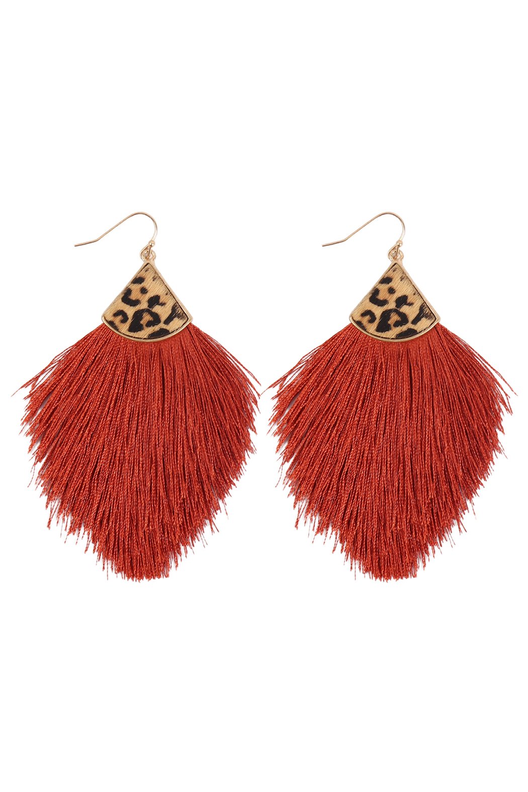 Leopard Real Leather Tassel Hook Earrings - 9 COLORS -