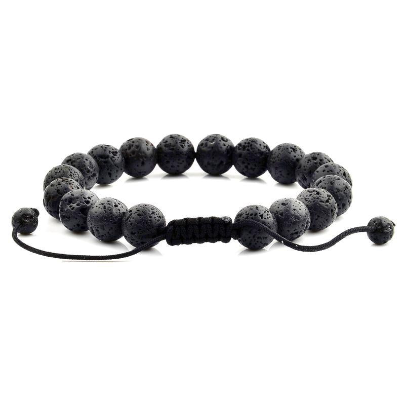 Fashion Hut - Crucible Men's 10mm Natural Lava Stone Bead Adjustable Bracelet -